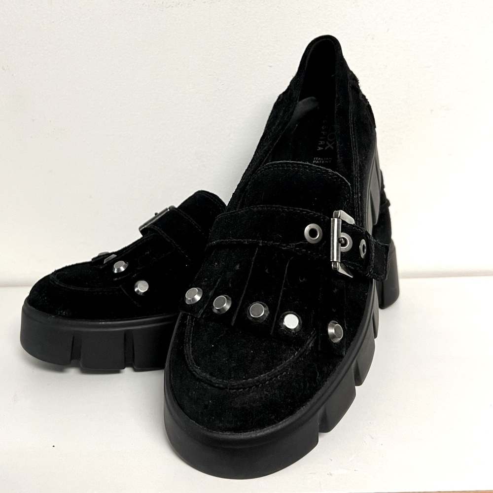 NWOT Geox Respira Suede Platform Loafers